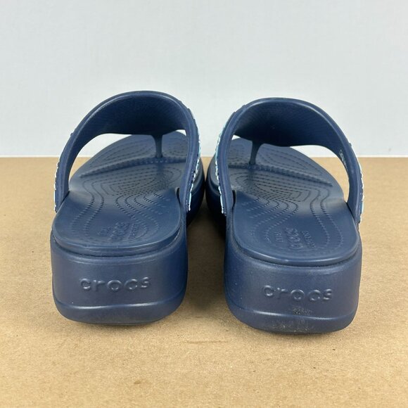 Crocs Monterey Wedge Toe Post Sandals Womens 10 Navy Blue White Casual - Picture 4 of 11